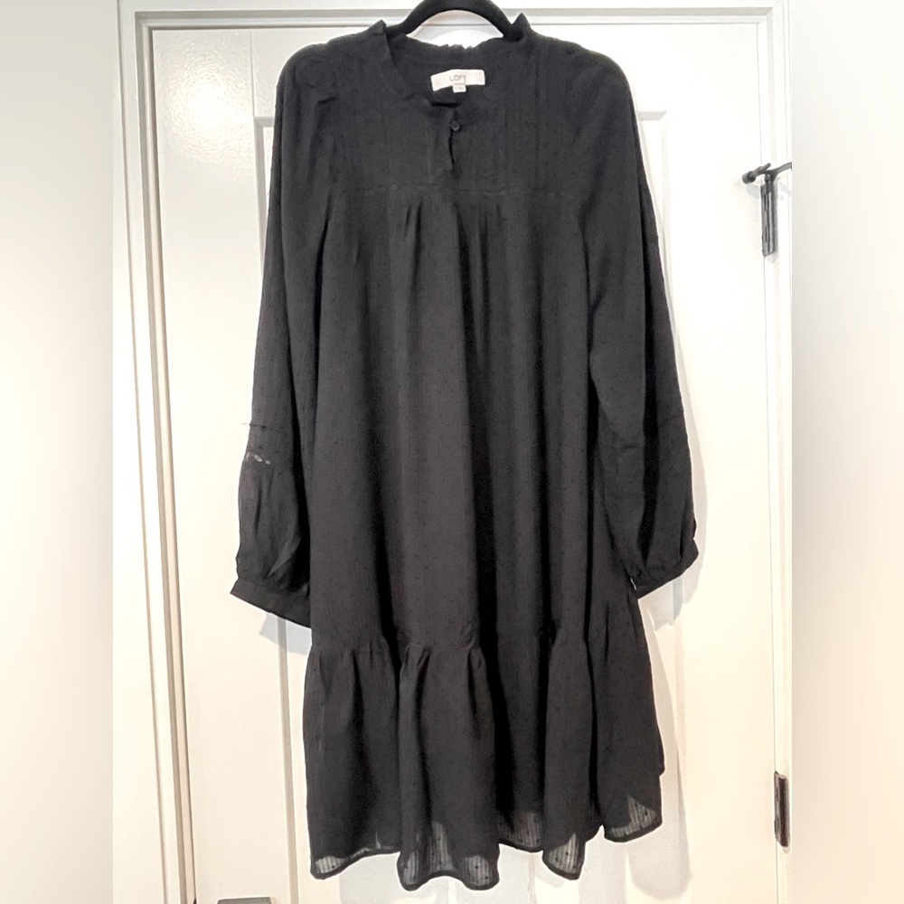 LOFT Flounce Black Dress